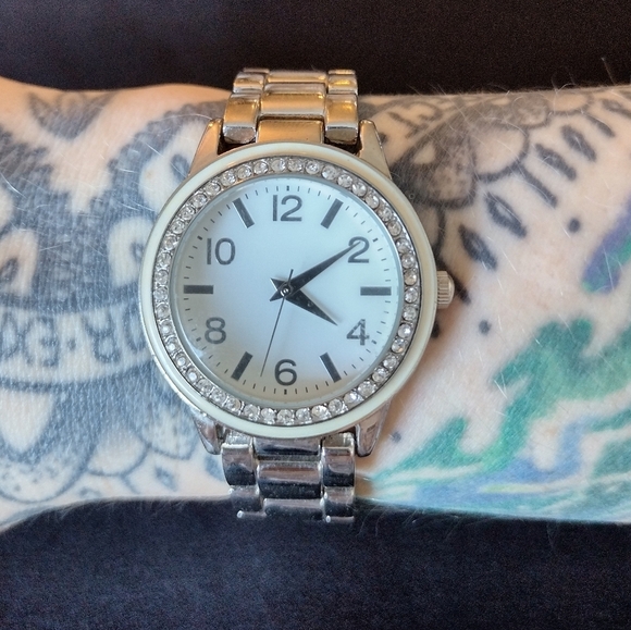 Silver Watch with Crystal Accents - Picture 1 of 9